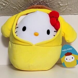 Hello Kitty in Yellow Pompompurin Hoodie 8" Limited Edition Squishmallow